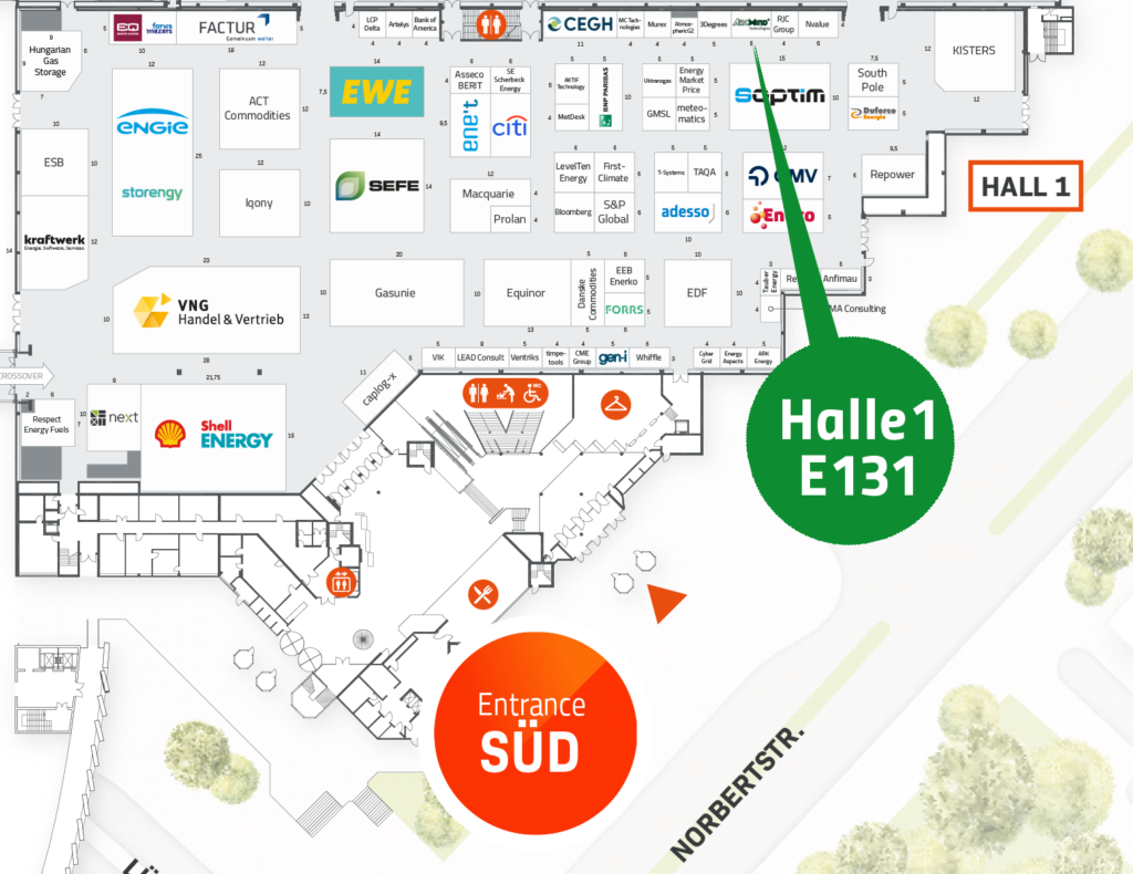Hallenplan der Halle 1 der e-world mit ArcMind-Stand E131